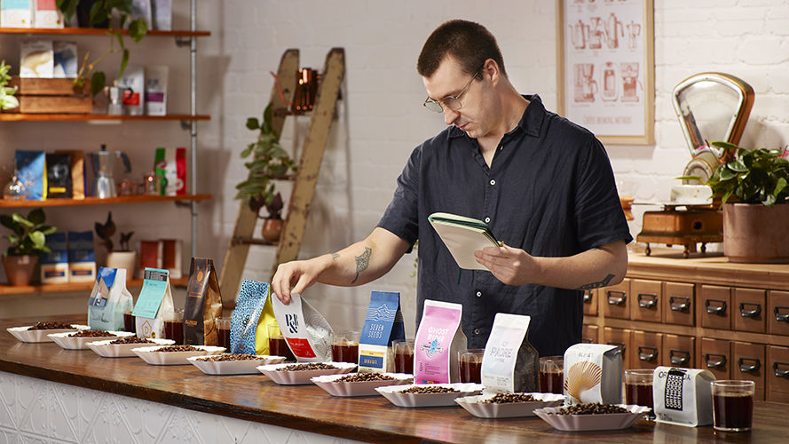 barista with beans