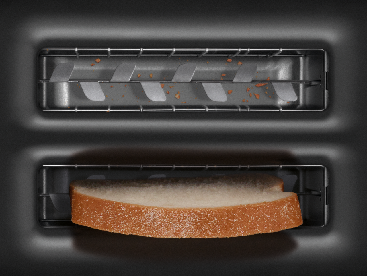 Top view of empty slots inside the Breville EyeQ toaster.