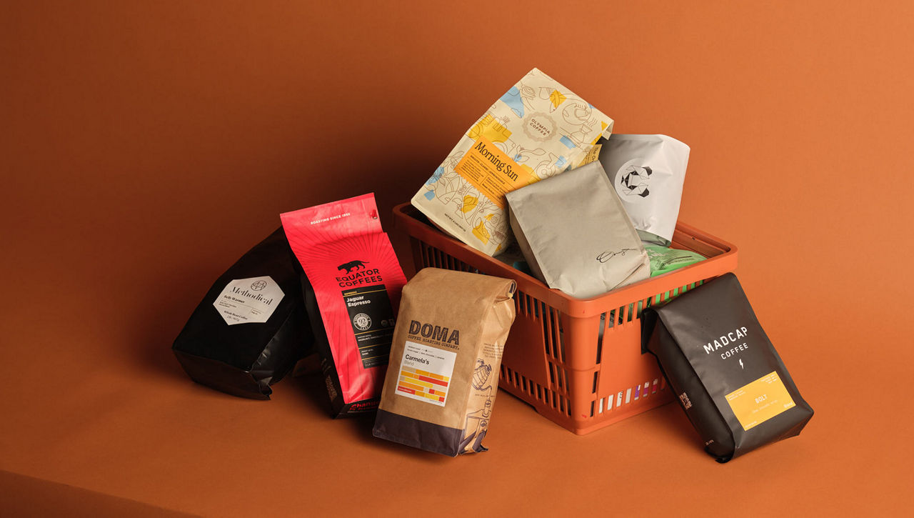 USA map with coffee brands as states