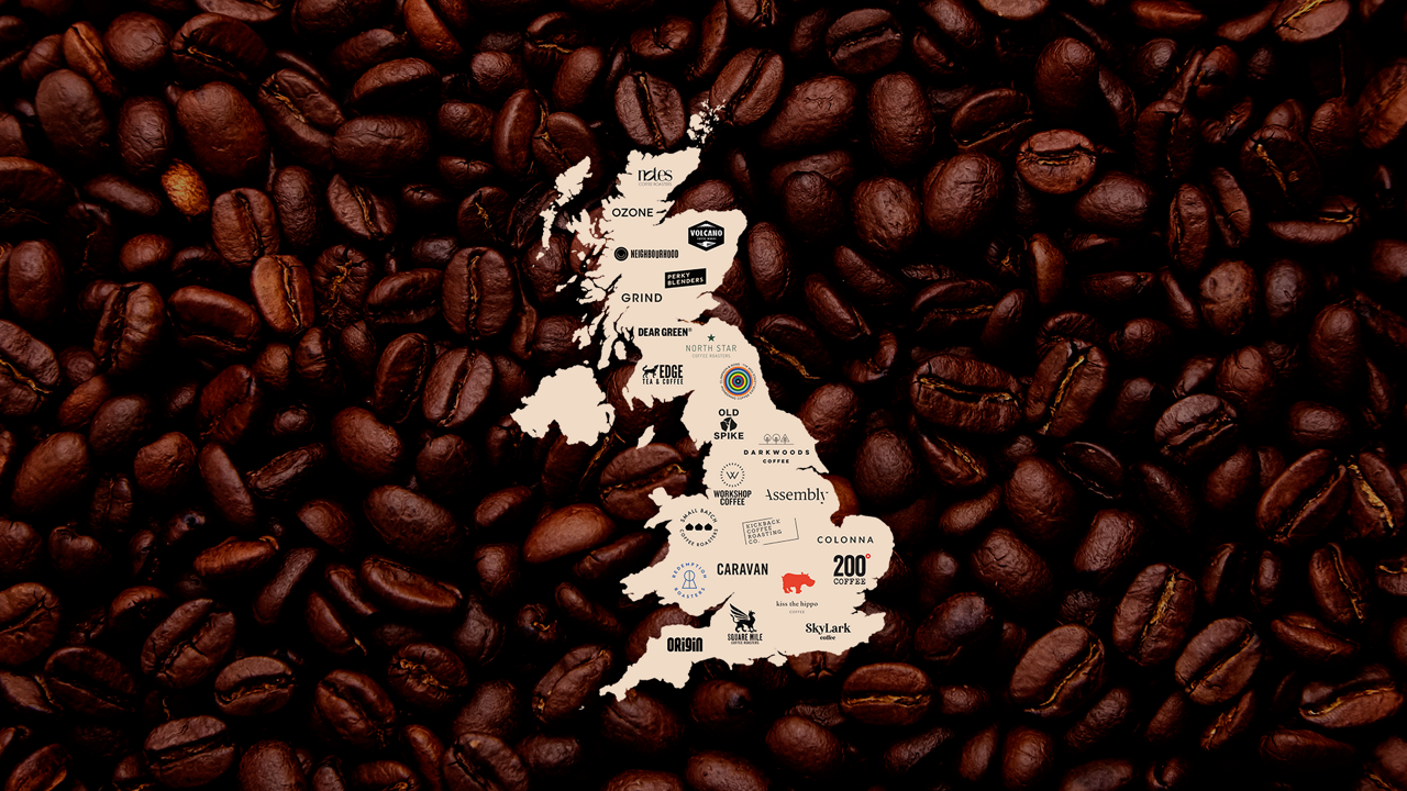 UK map with coffee brands as states