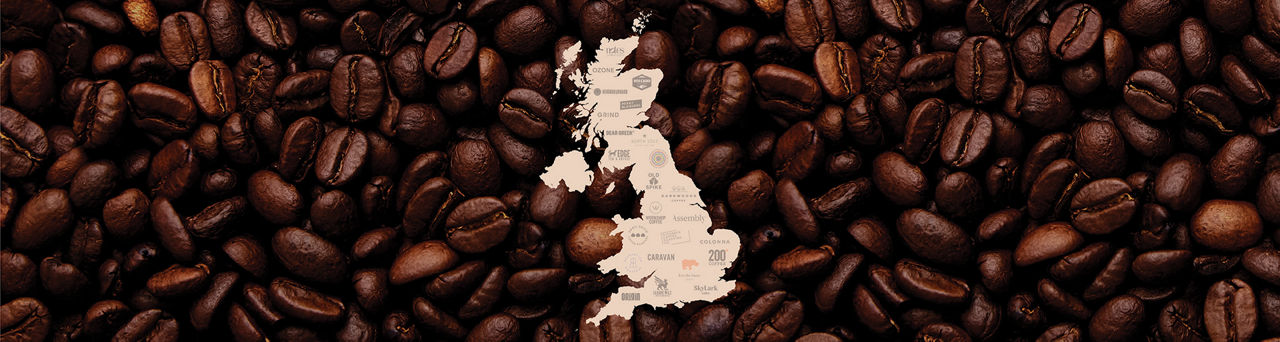UK map with coffee brands as states