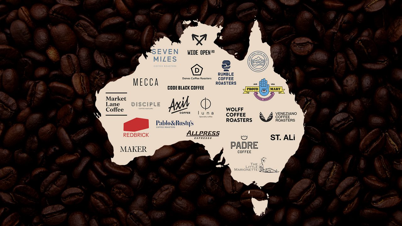 Australian map with coffee brands as states