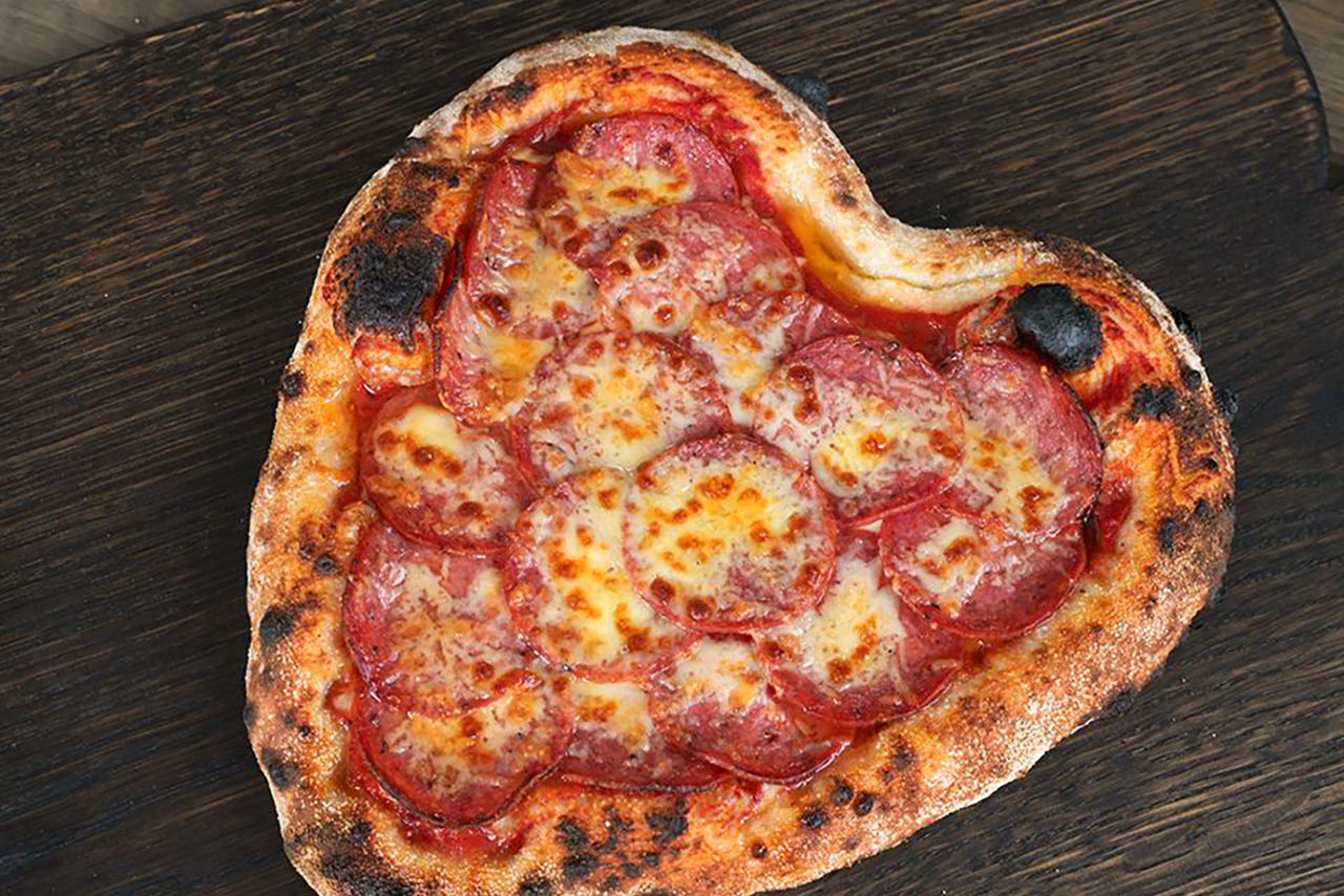 Pepperoni heart pizza