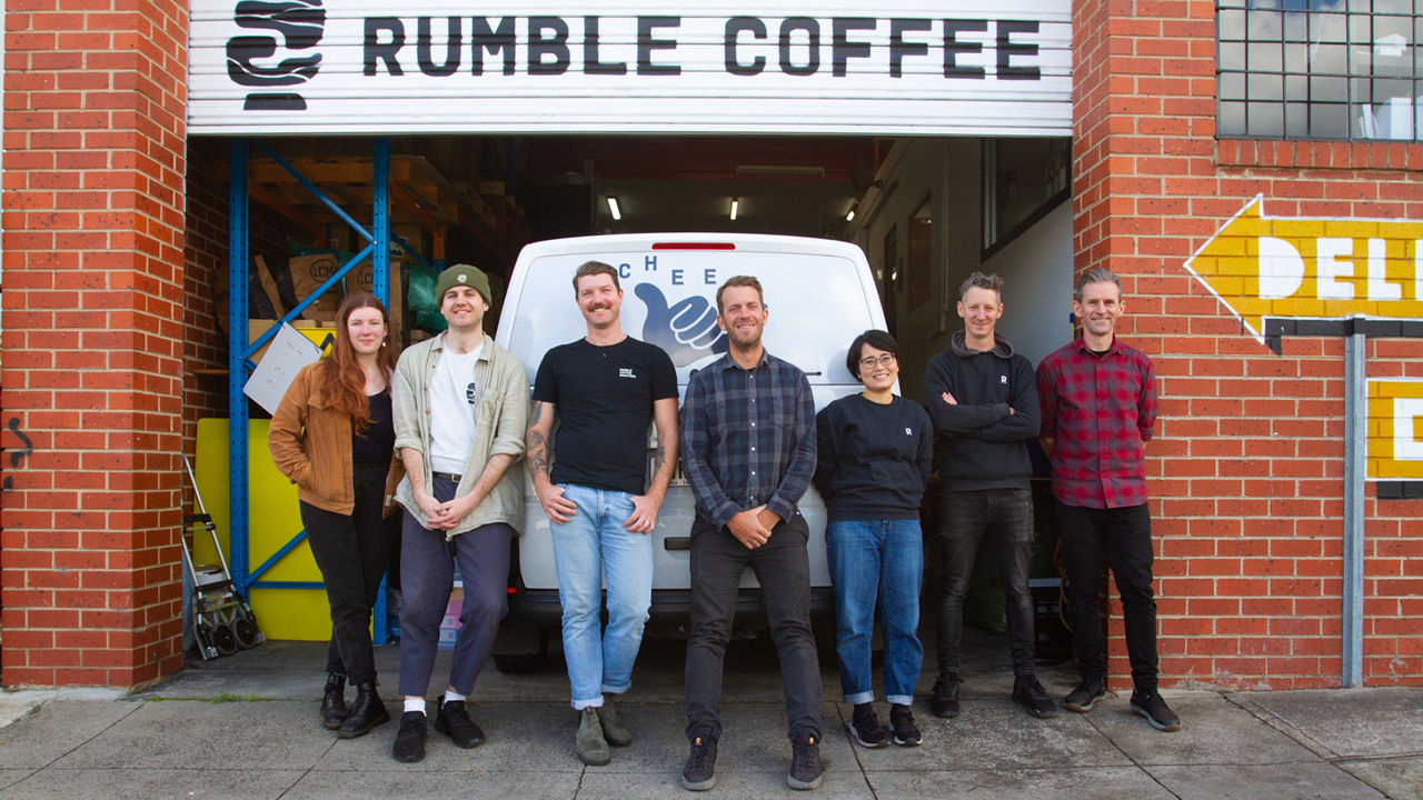 Rumble cafe location shot.