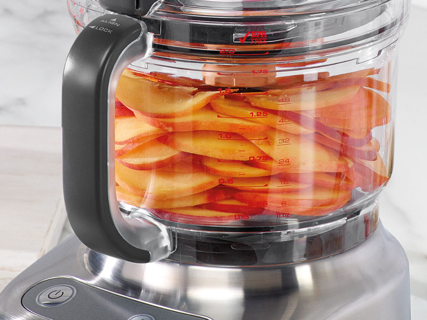 apple slices in the food processor bowl