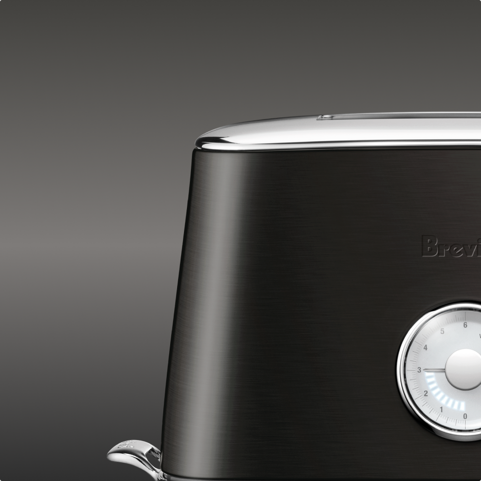 toaster with black stainless steel finish